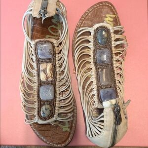 Sam Edelman Beige Beaded Sandals
